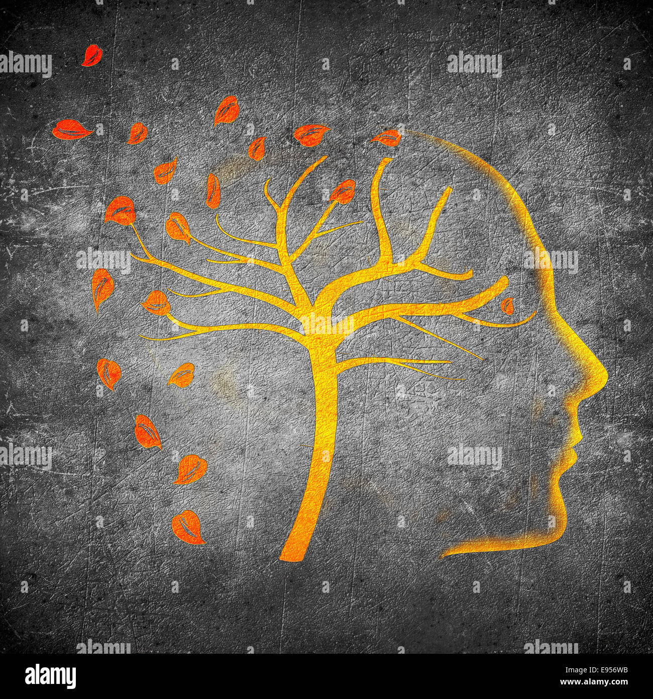 Volte passare dal concetto di illustrazione digitale di colore arancione su sfondo nero Foto Stock