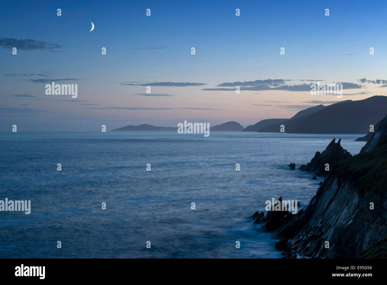 Isole Blasket da Dunmore Testa, Dingle, Co. Kerry, Irlanda Foto Stock