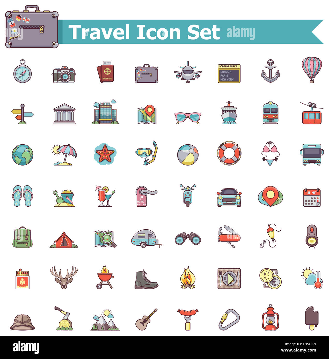 Set di corsa le relative icone Foto Stock