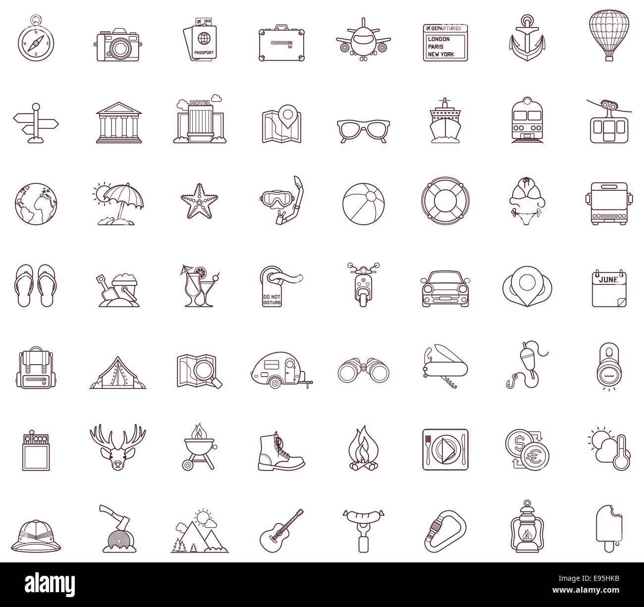 Set di corsa le relative icone Foto Stock