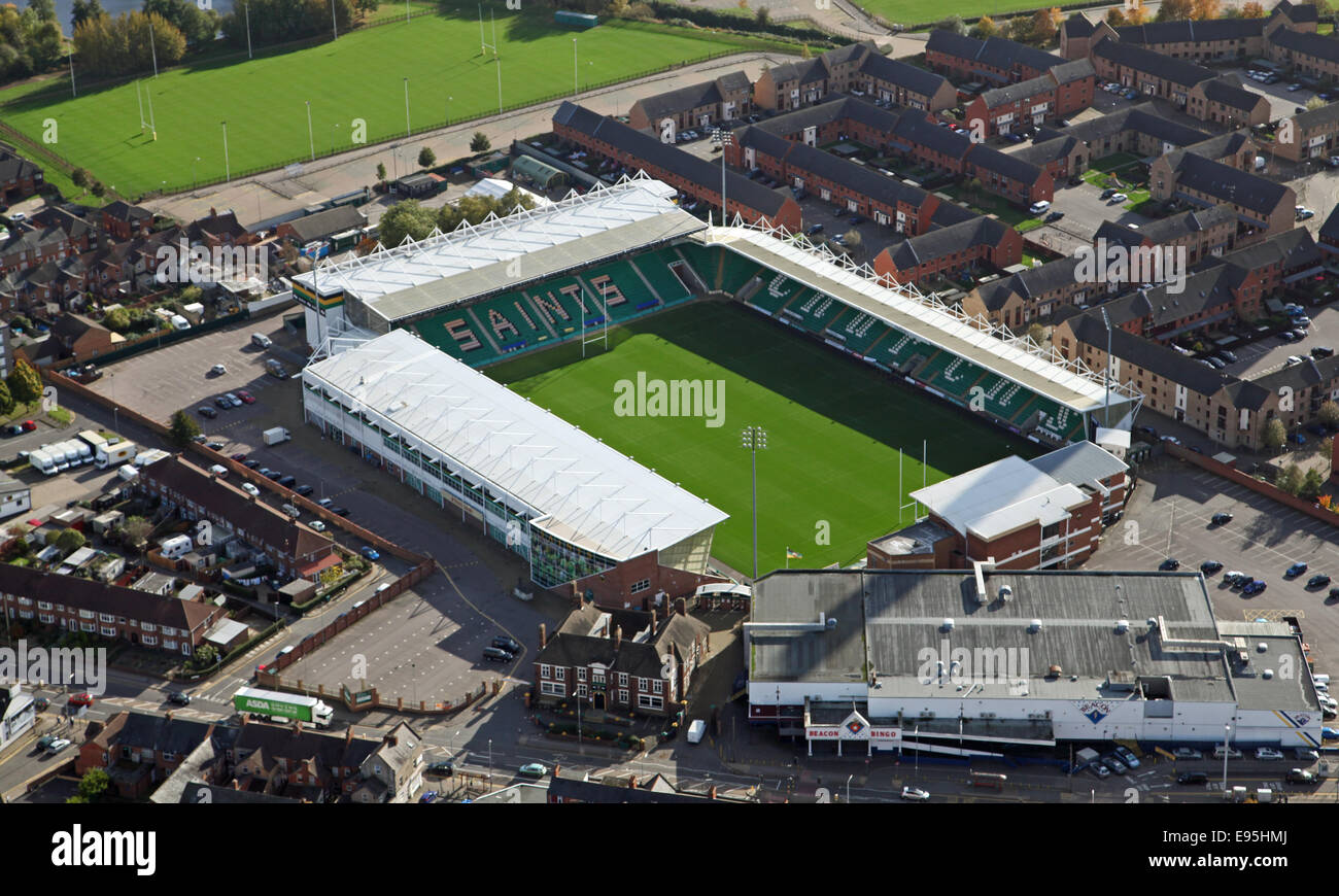 Vista aerea del Northampton Santi il Rugby Stadium a Weedon Road Foto Stock