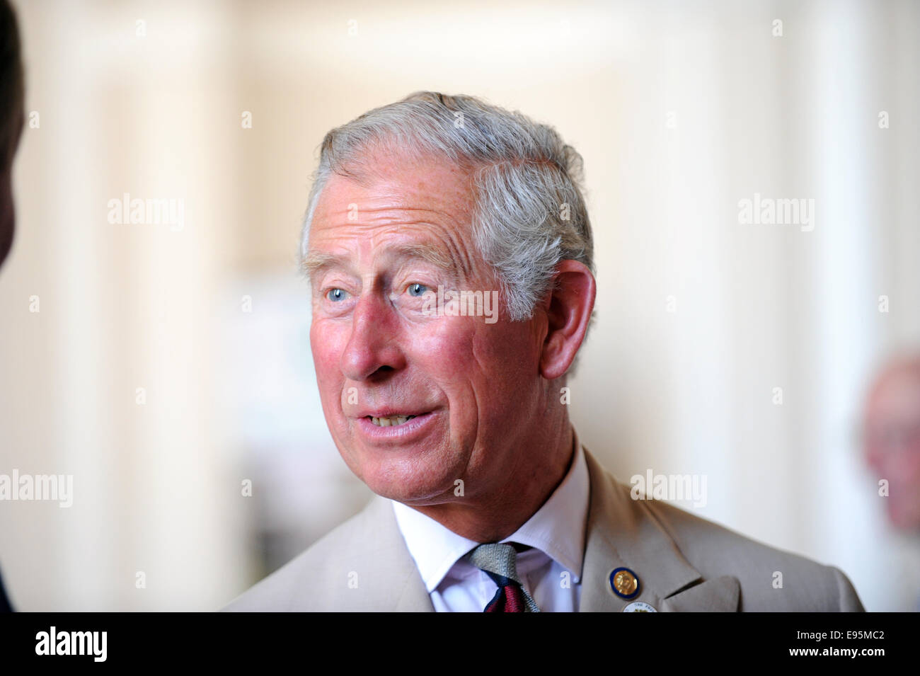 Un rilassato e sorridente il Principe Carlo durante un impegno pubblico nel Sussex Foto Stock