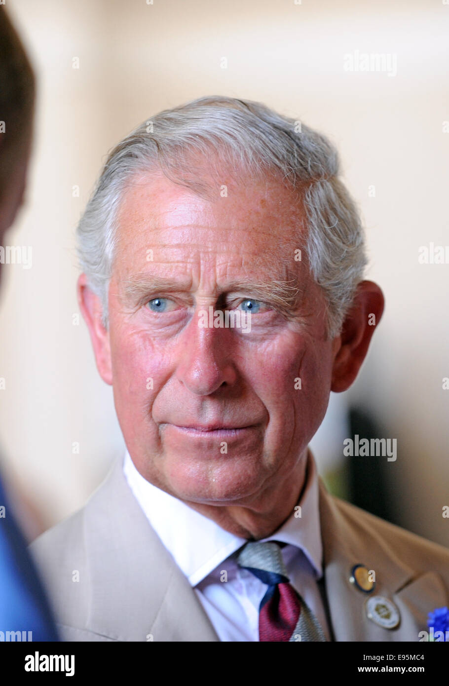 Un rilassato e sorridente il Principe Carlo durante un impegno pubblico nel Sussex Foto Stock