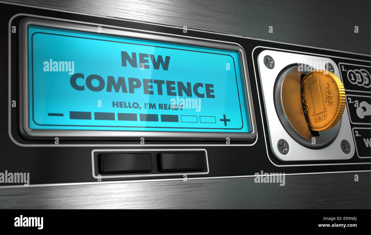 Nuova competenza sul display del distributore automatico. Foto Stock