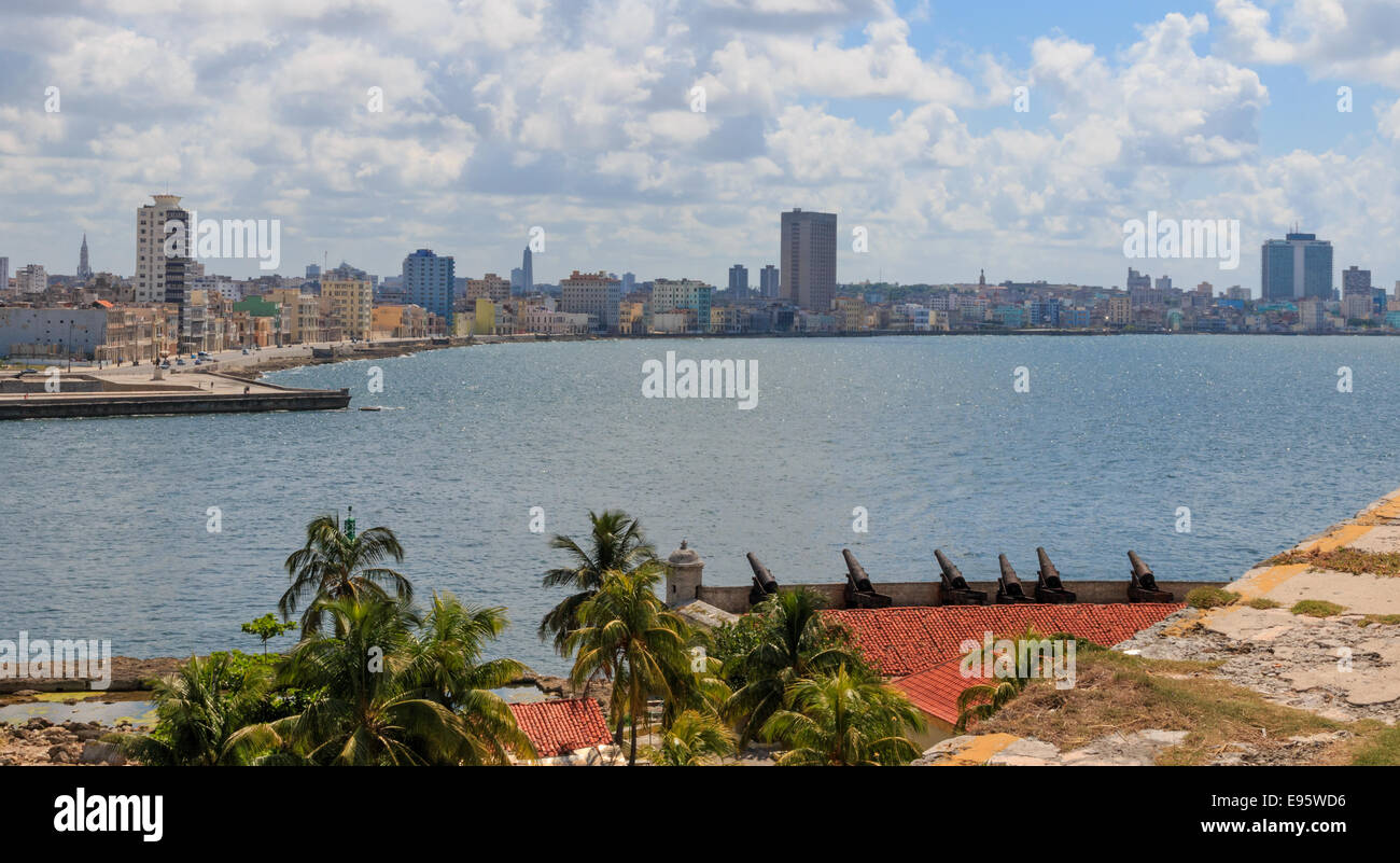 Vista di l'Avana dal Castillo de los Tres Reyes Magos del Morro Morro (castello) Foto Stock