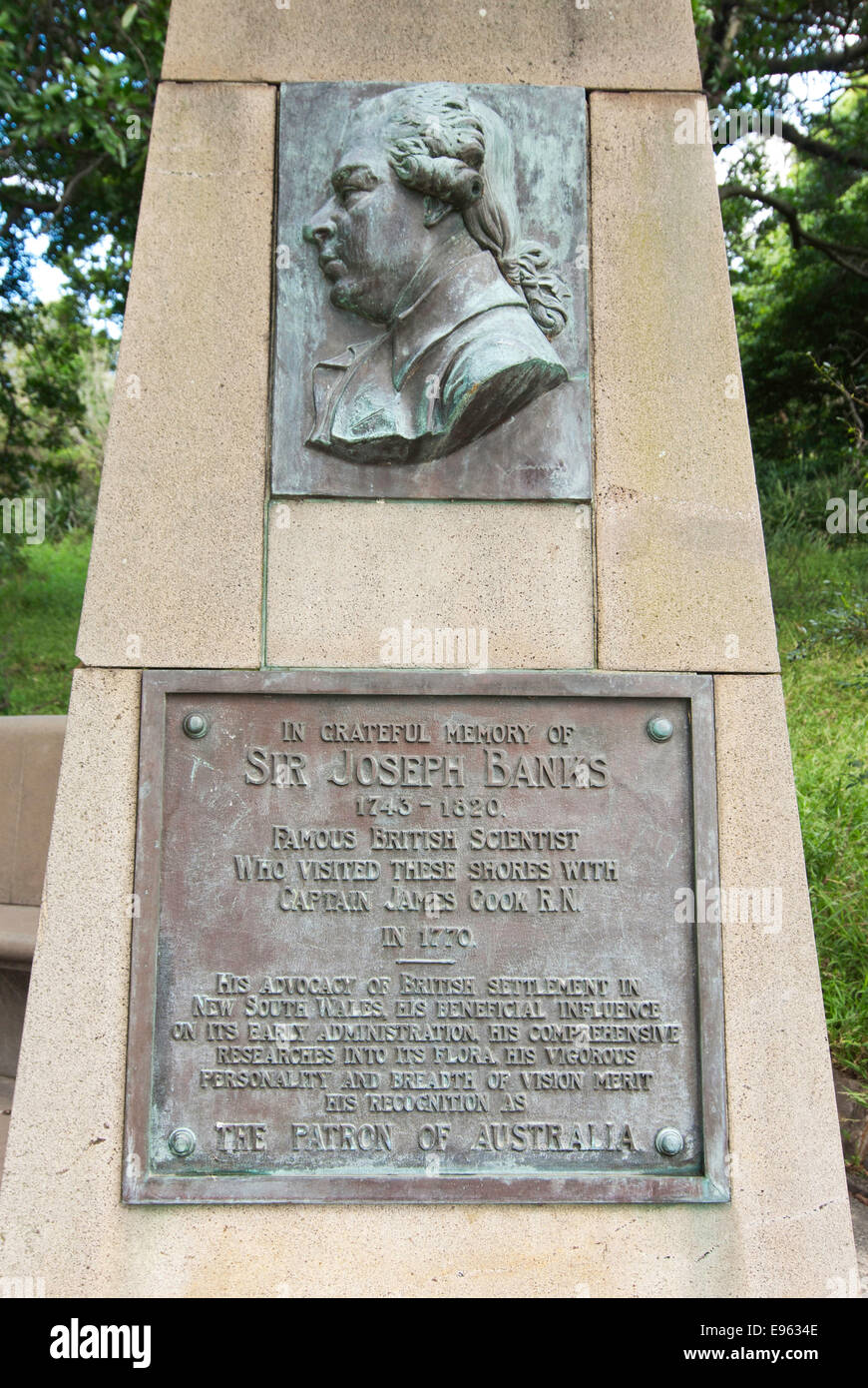 Sir Joseph Banks Memorial a Botany Bay, Sydney Foto Stock
