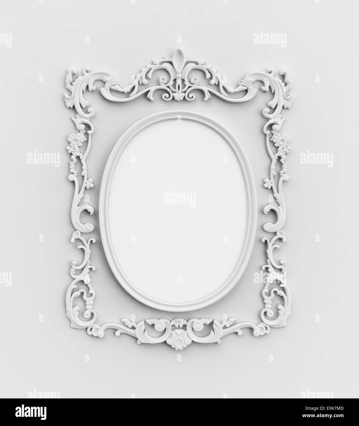 Un vuoto, ovale cornice bianca Foto Stock