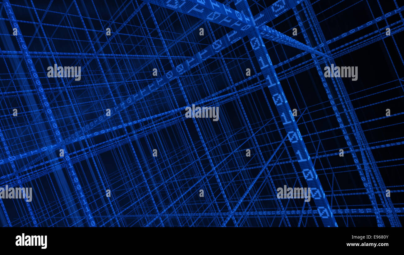 3D il codice binario - dati di grandi dimensioni e di concetto di programmazione Foto Stock