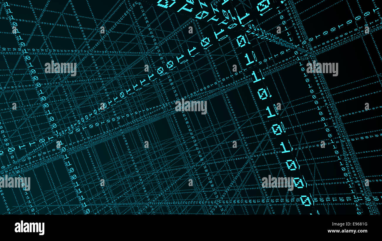3D il codice binario - dati di grandi dimensioni e di concetto di programmazione Foto Stock