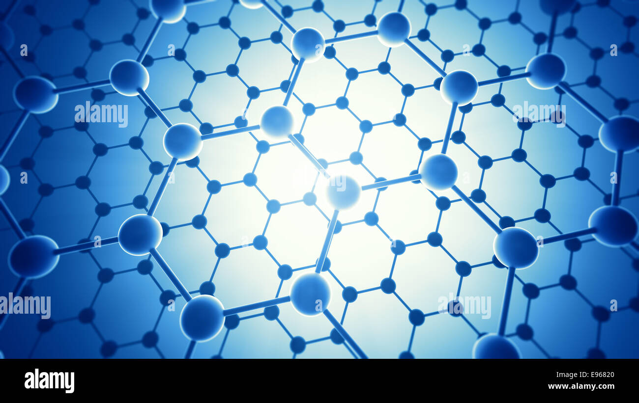 Grafene struttura atomica - nanotecnologie illustrazione dello sfondo Foto Stock
