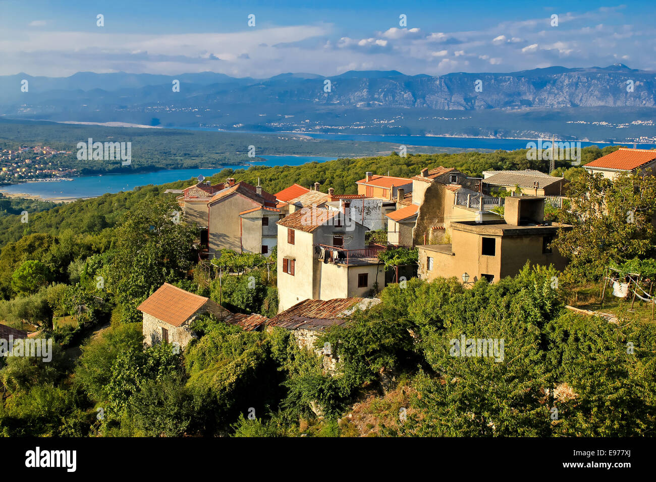 Città adriatica di vista Dobrinj Foto Stock