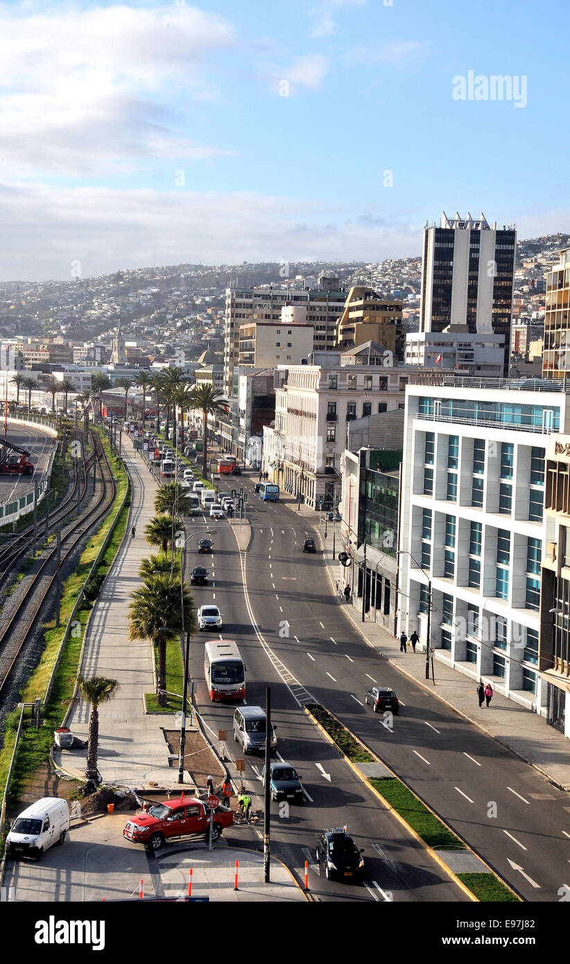 via scena, viale Errazuzir, Valparaiso, Cile Foto Stock