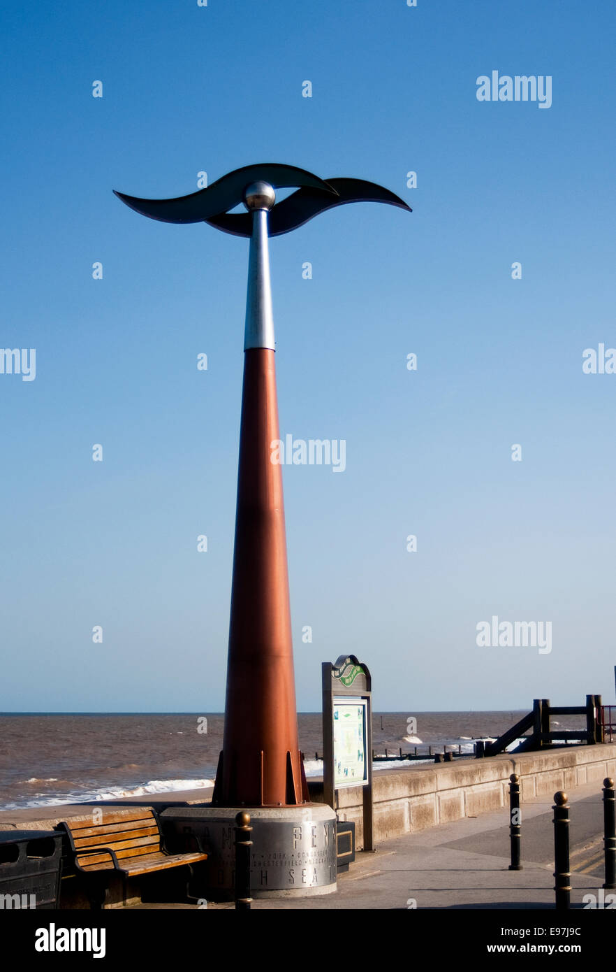 Punto di riferimento per la strada ciclabile da costa a costa a Hornsea Yorkshire orientale Foto Stock