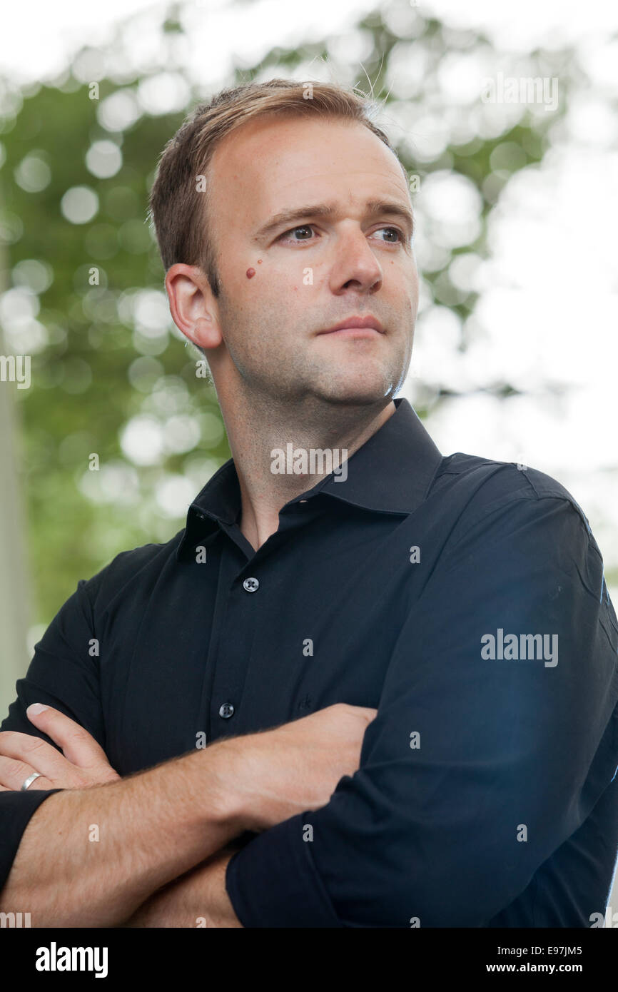 Sid Lowe, calcio corrispondente e autore, a Edinburgh International Book Festival 2014. Edimburgo, Scozia. Foto Stock