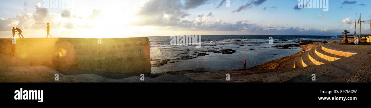 Seascape panorama fotografato in acri di Israele Foto Stock