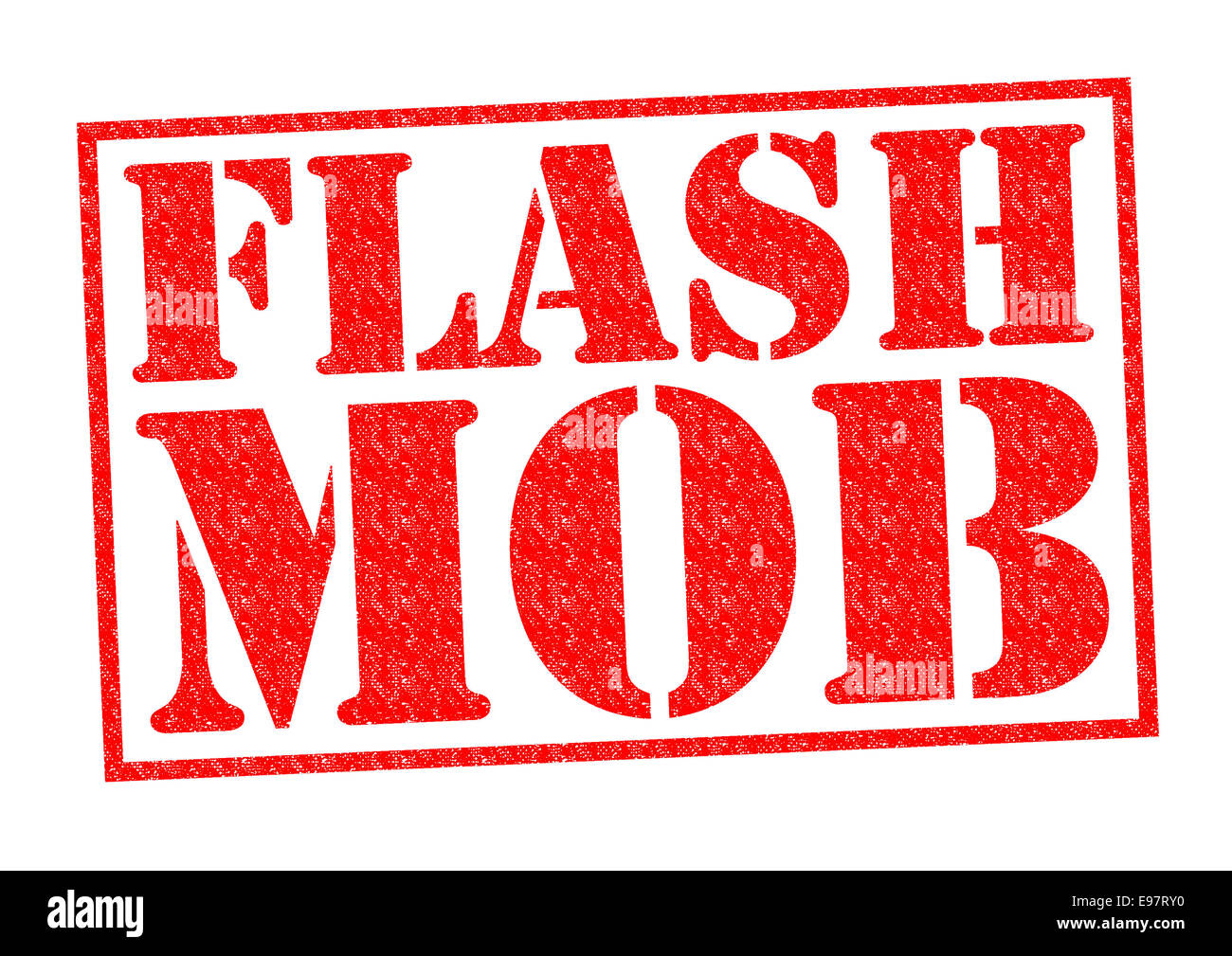 FLASH rosso MOB timbro di gomma su uno sfondo bianco. Foto Stock