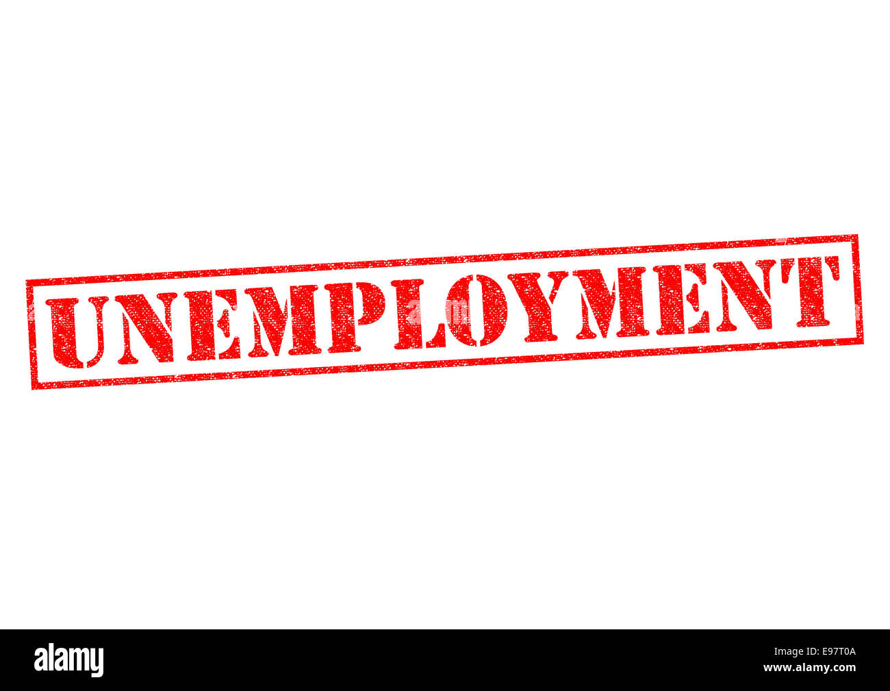 La disoccupazione rosso timbro di gomma su uno sfondo bianco. Foto Stock