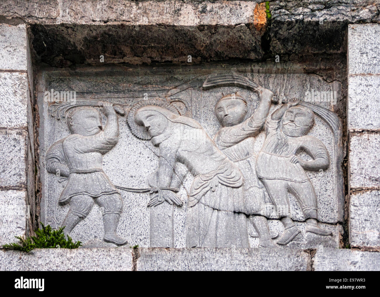 La flagellazione di Gesù - murale in Vietnam. Foto Stock