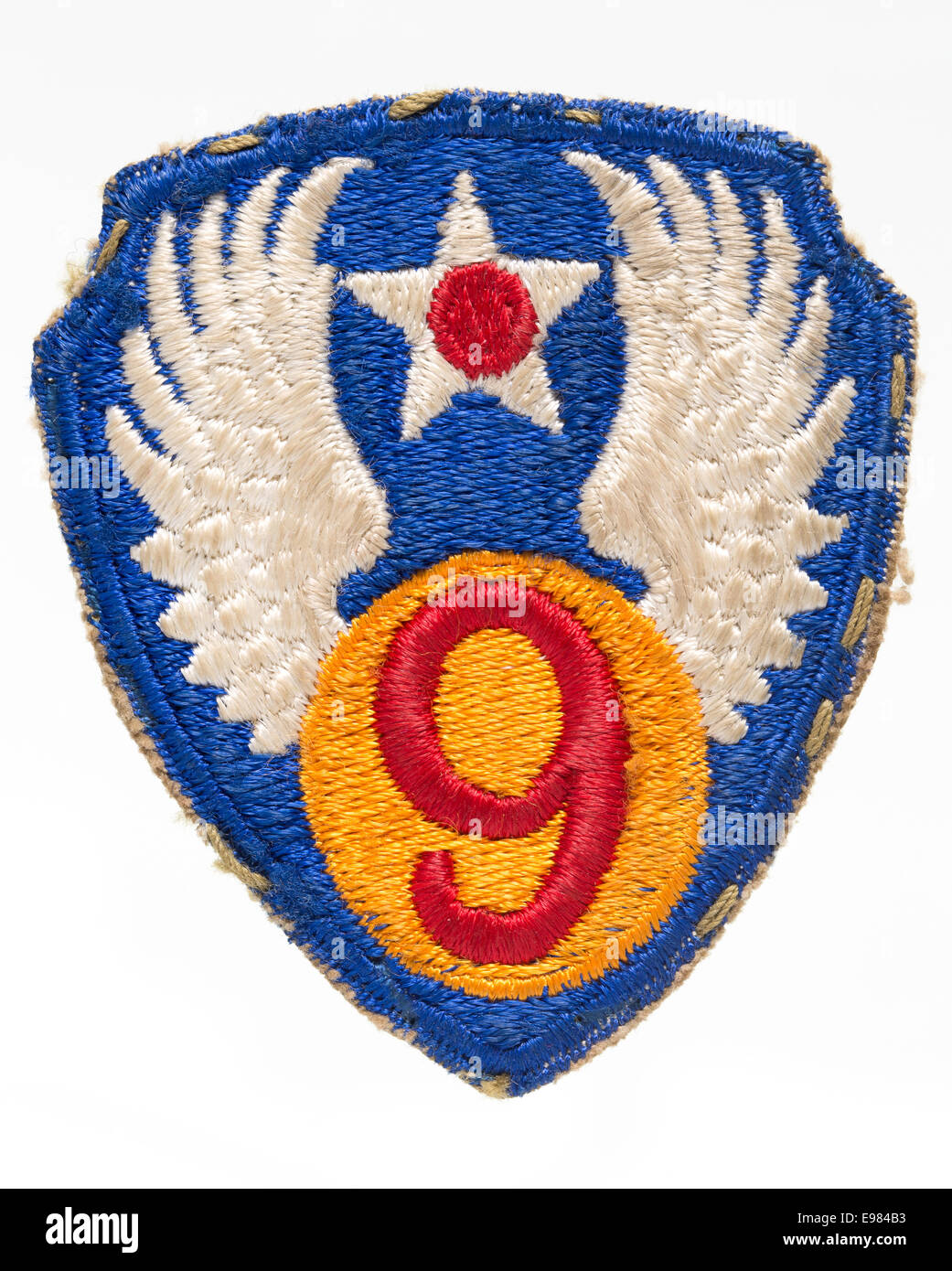 1940s II Guerra Mondiale patch spalla indossata dall'American 9 United States Army Air Forces USAAF Foto Stock