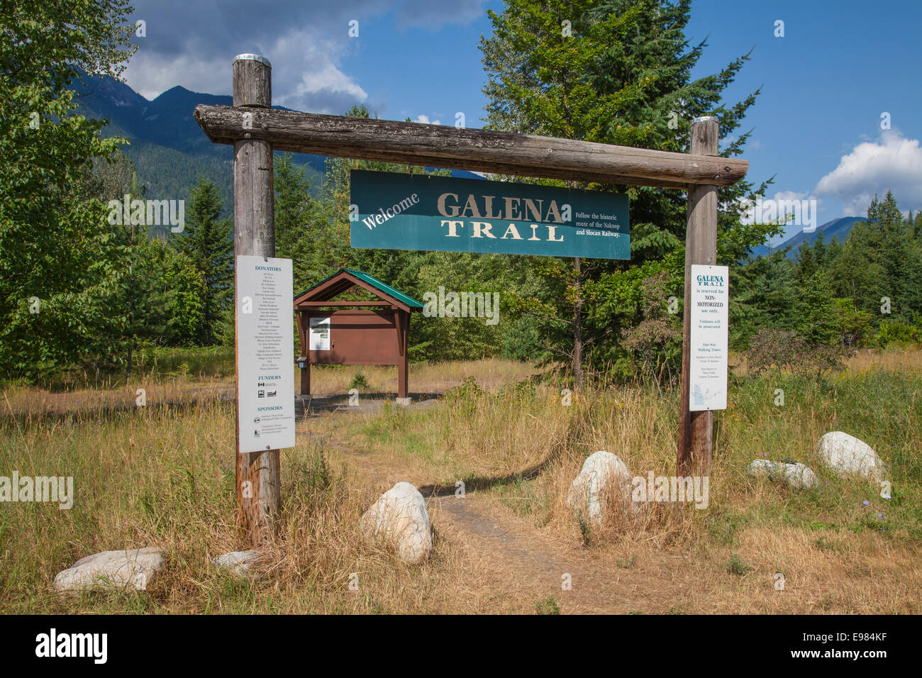 La Galena sentiero lungo lago Slocan, Rosebery, Nuova Denver, Slocan Valley, West Kootenay, British Columbia, Canada Foto Stock