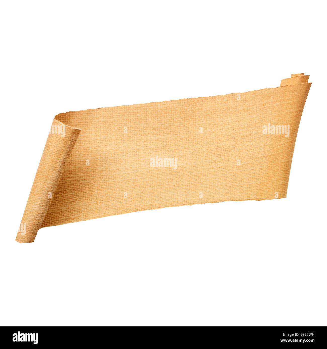 Blank carta arrotolata Banner con struttura e bordi Frange. Con copyspace vuota per i vostri propri concetti Foto Stock