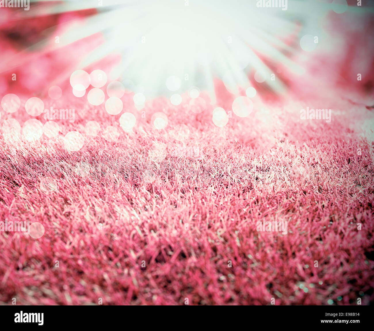 Luce e flare bokhe su un soffice rosa in primo piano Foto Stock