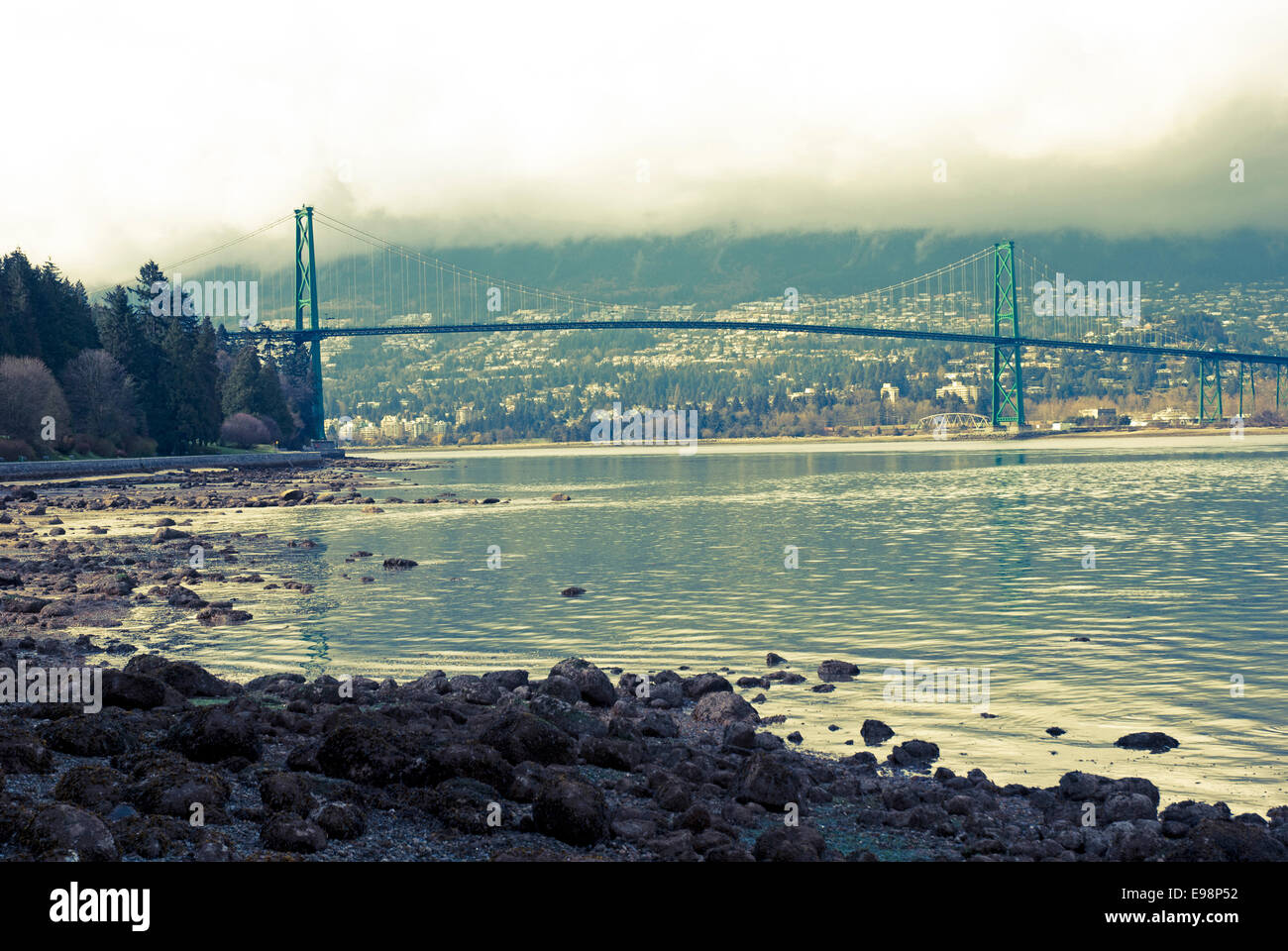 Ponte Lions Gate in Stanley Park, Vancouver, BC Foto Stock