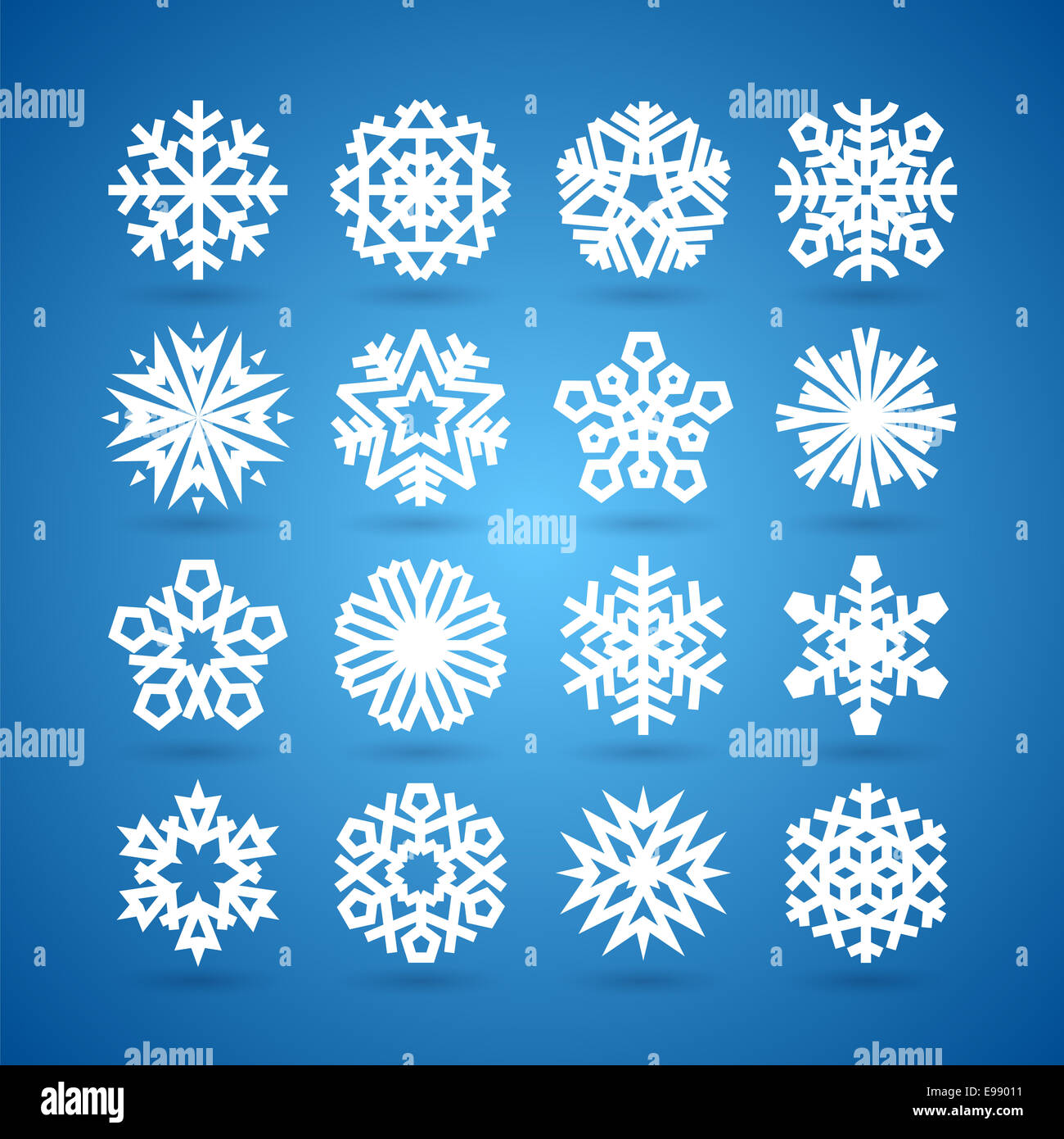 Semplice piatto Set di fiocchi di neve in inverno e Desing di Natale Foto Stock