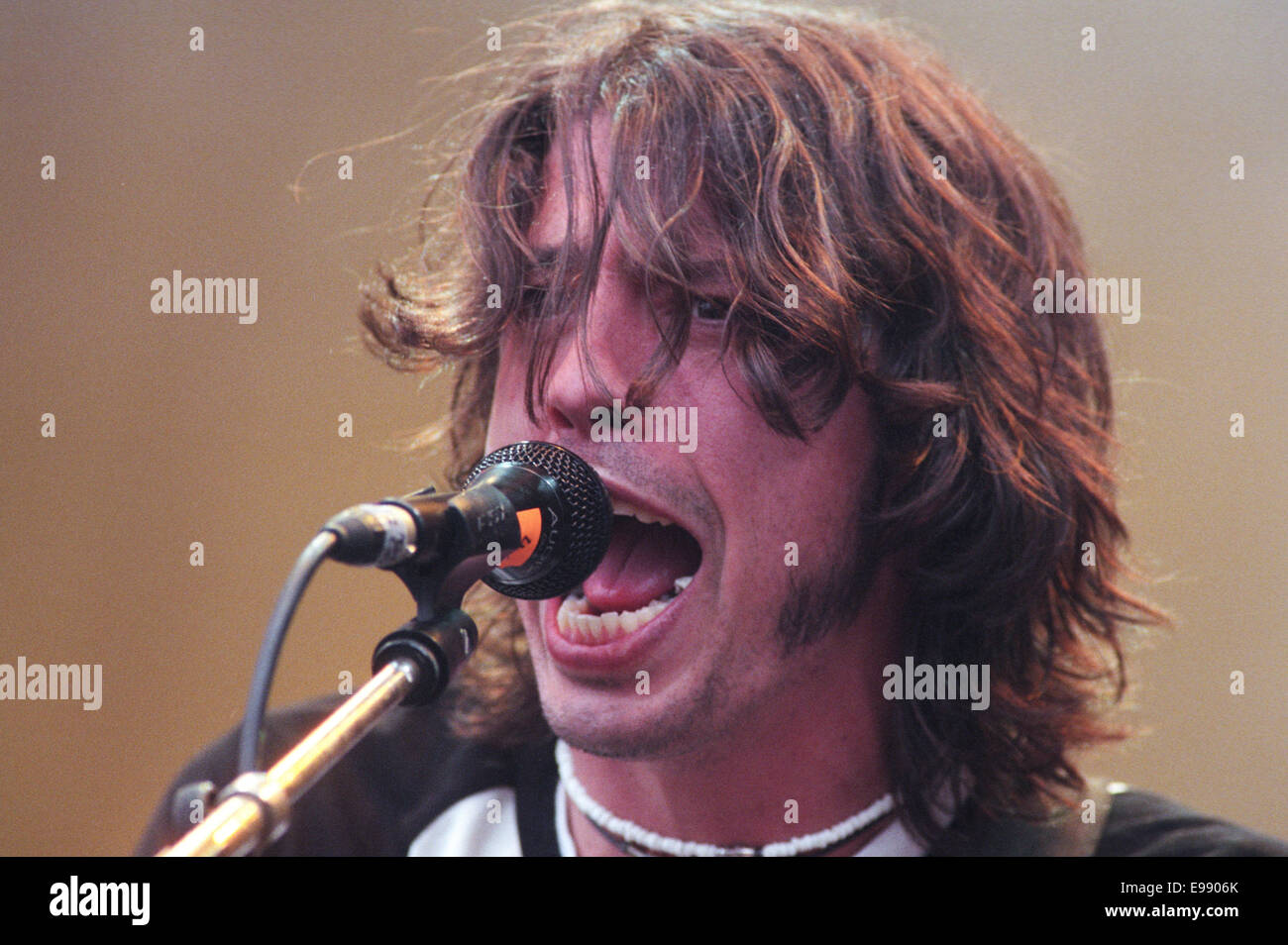 Foo Fighters sul palco in concerto a 'Rock sul verde', a Glasgow in Scozia, nel mese di agosto 2000. Foto Stock