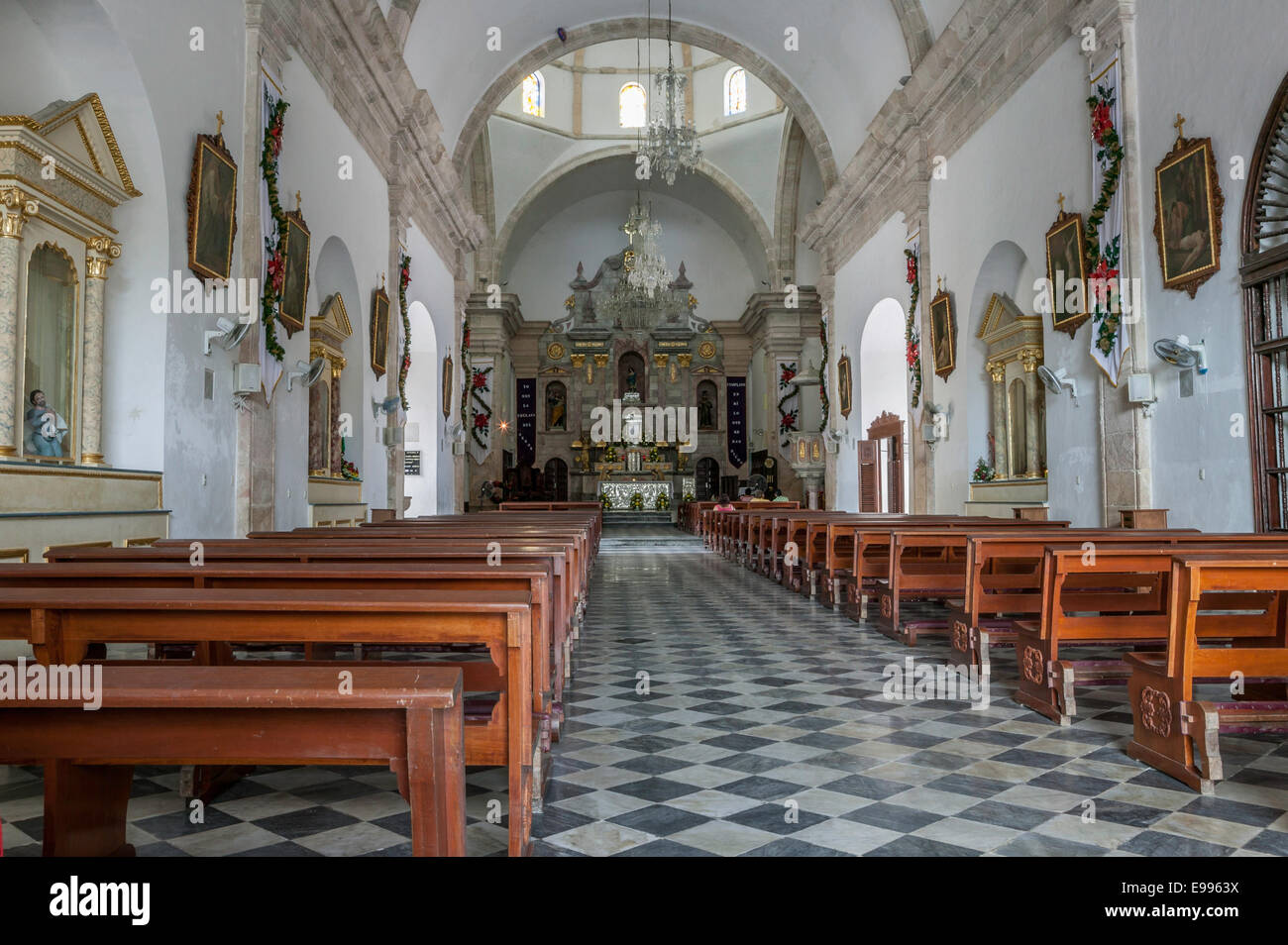 Interno della cattedrale di Campeche, Campeche, Messico. Foto Stock