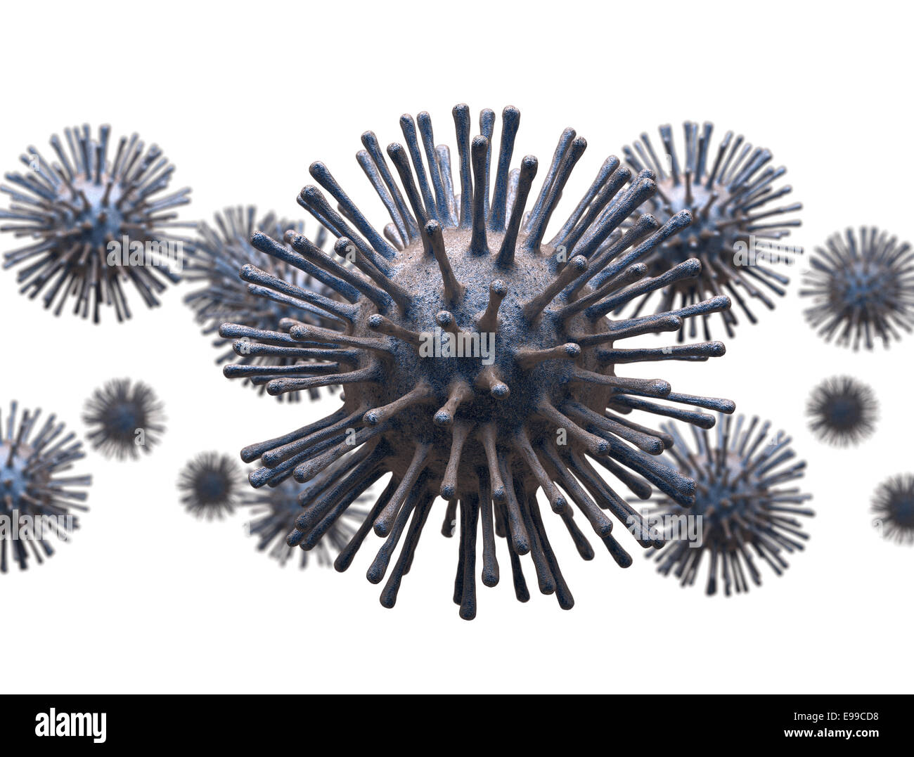 Le cellule del virus isolato su sfondo bianco Foto Stock