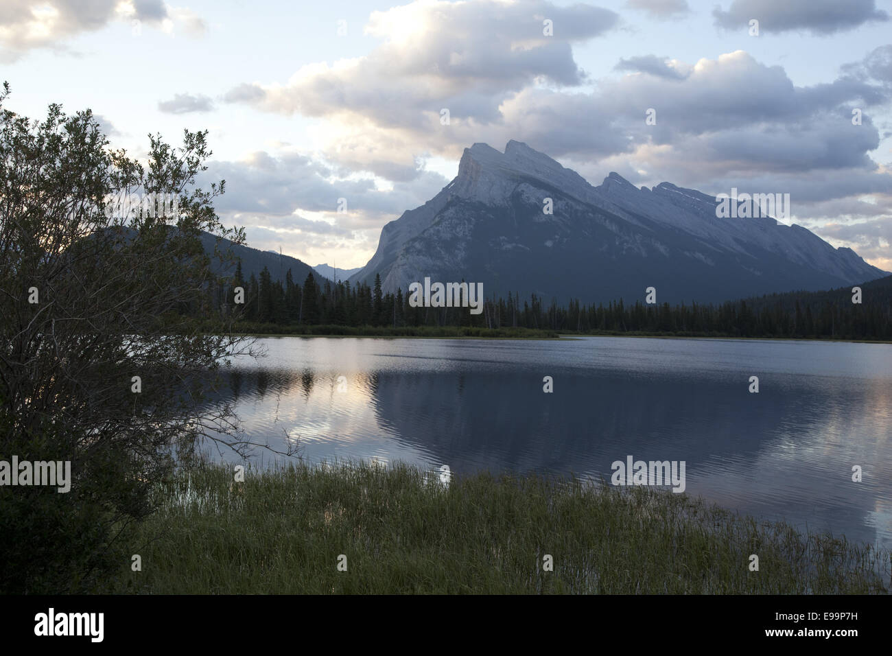 Laghi Vermillion con Mount Rundle Foto Stock