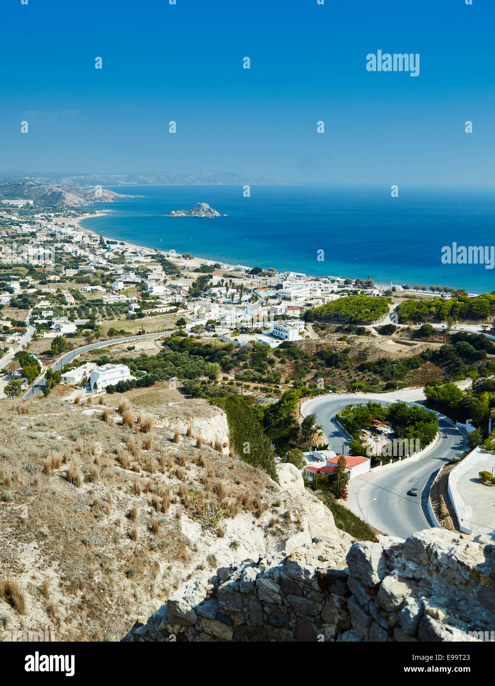 Vista di Kastri Isola, Kos e le isole greche Foto Stock
