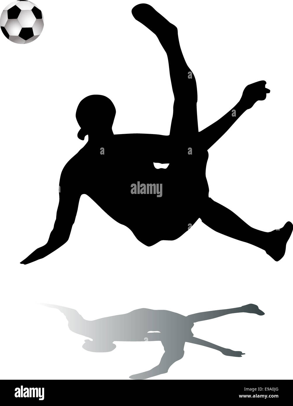 Silhouette di un calciatore Foto Stock