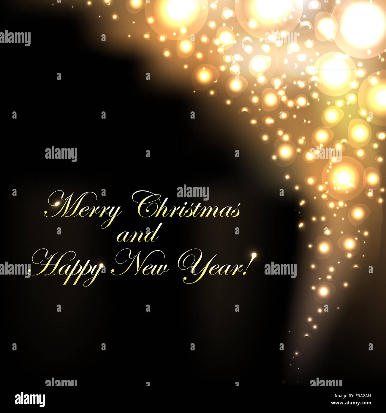 Buon Natale sfondo dorato con Bokeh di fondo Foto Stock