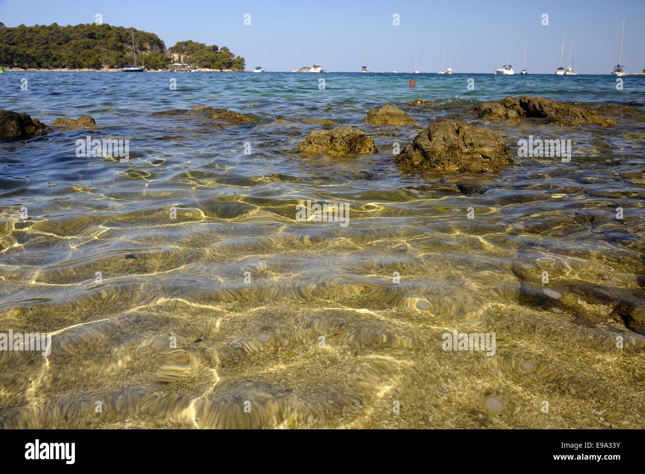 Mare croato vicino Rovinji Foto Stock