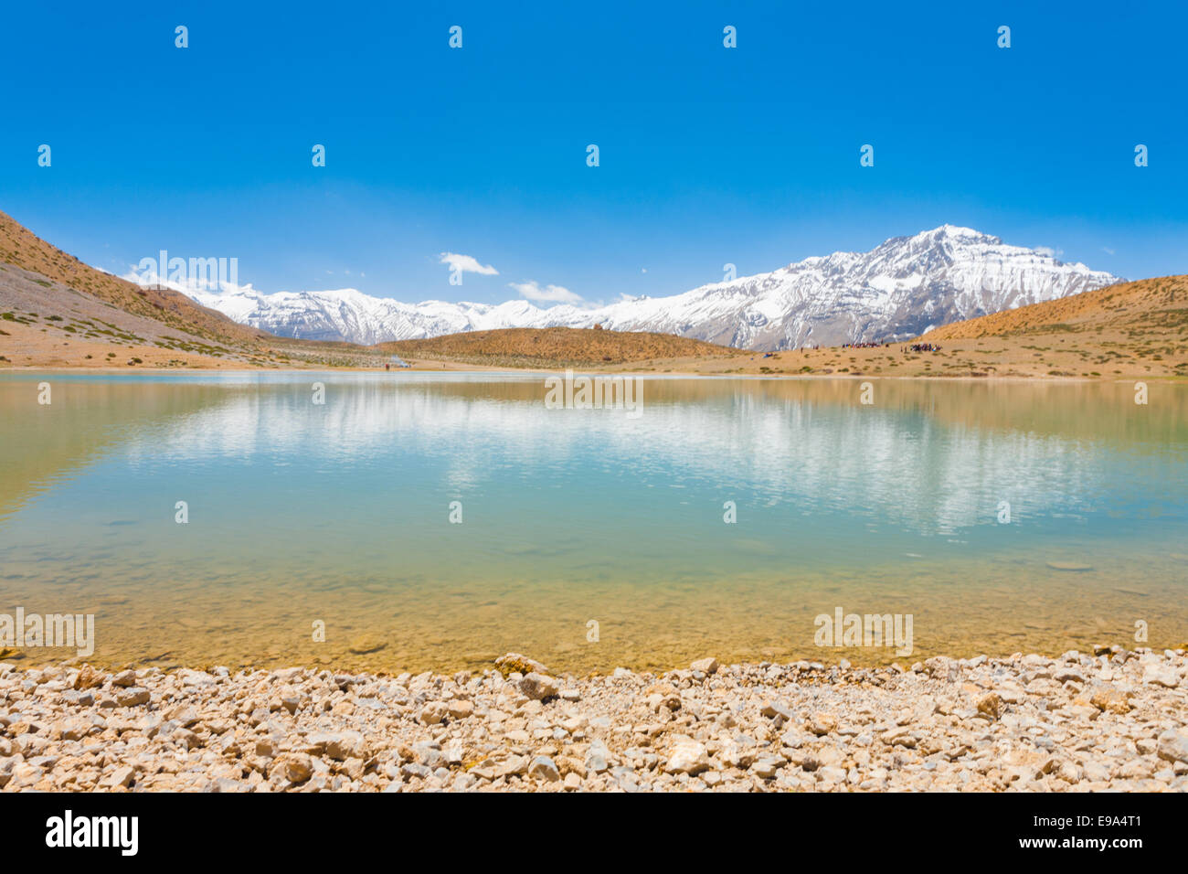 Santo Alpine Pellegrinaggio buddista Lago Dhankar Foto Stock
