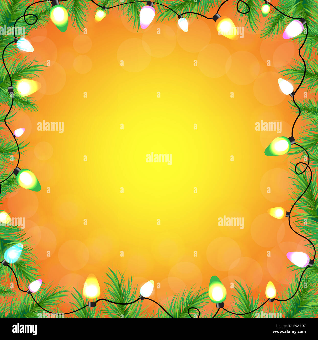 Lampadina a colori Garland con abete Foto Stock