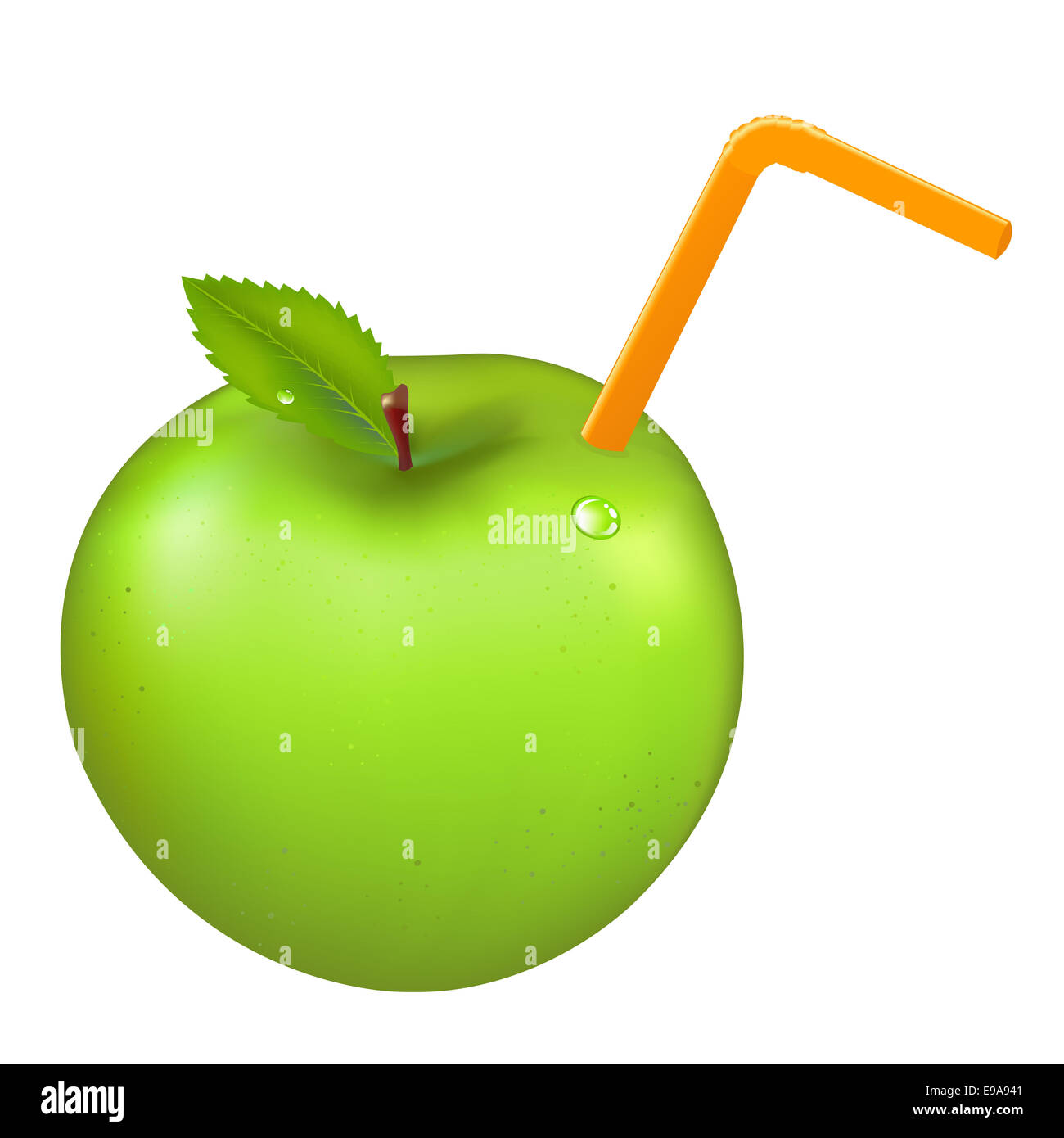 Verde mela con un tubulo Foto Stock
