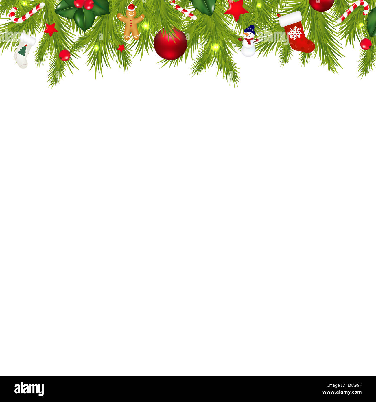 Bordo di Natale con la ghirlanda di Natale Foto Stock