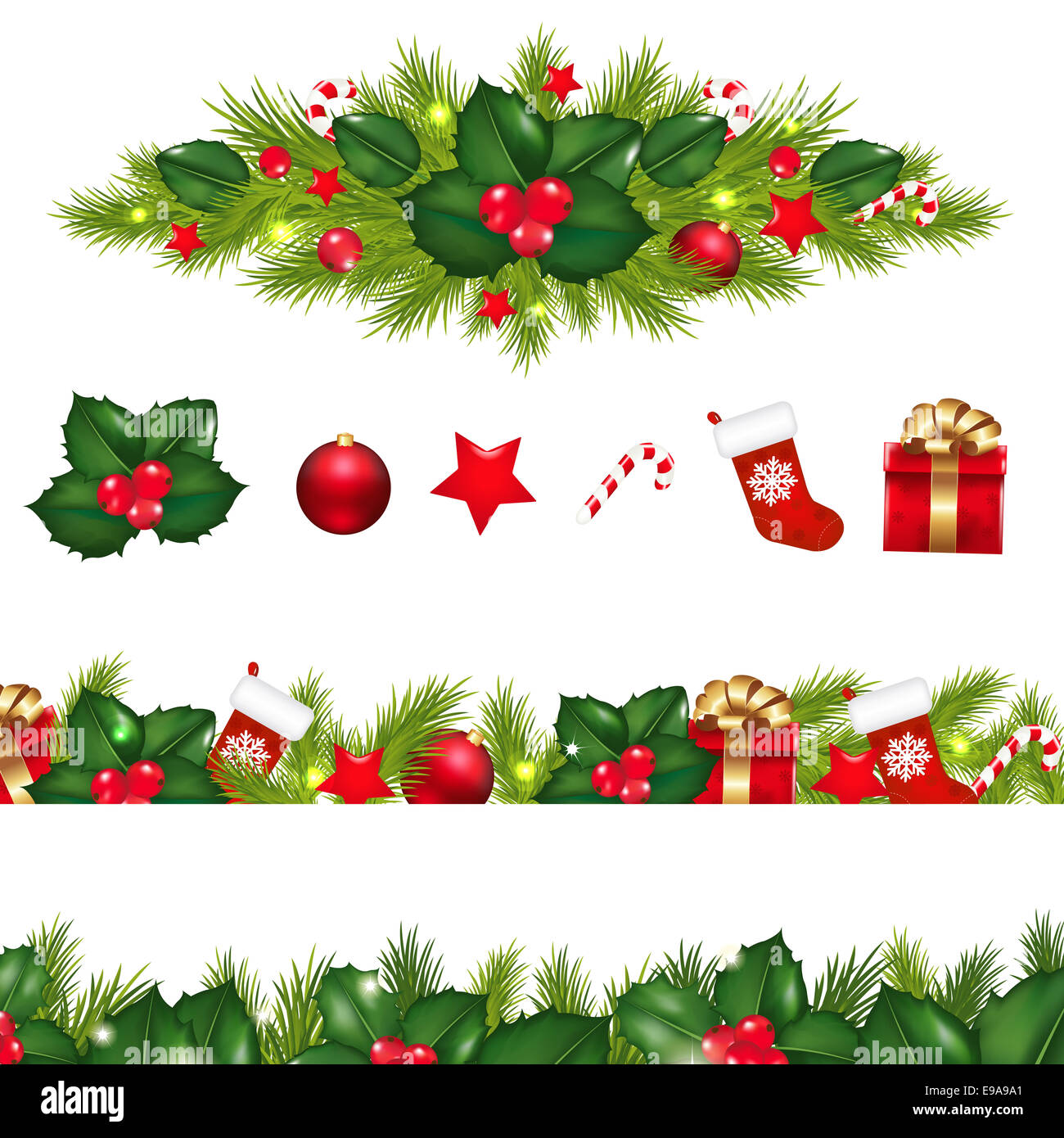 Confini di Natale insieme con la ghirlanda di Natale Foto Stock