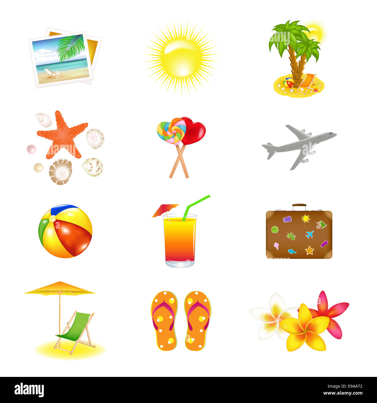 Vacanze e Viaggi icone Foto Stock