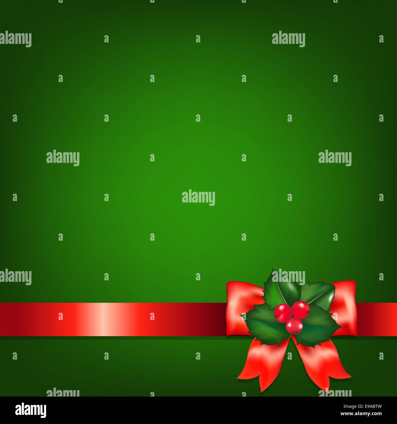 Rosso di Natale nastri con Holly Berry Foto Stock