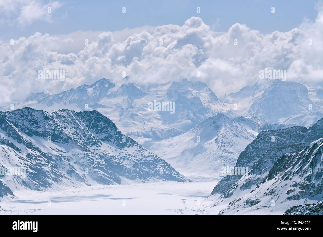 Aletsch ghiacciaio delle Alpi della Svizzera Foto Stock