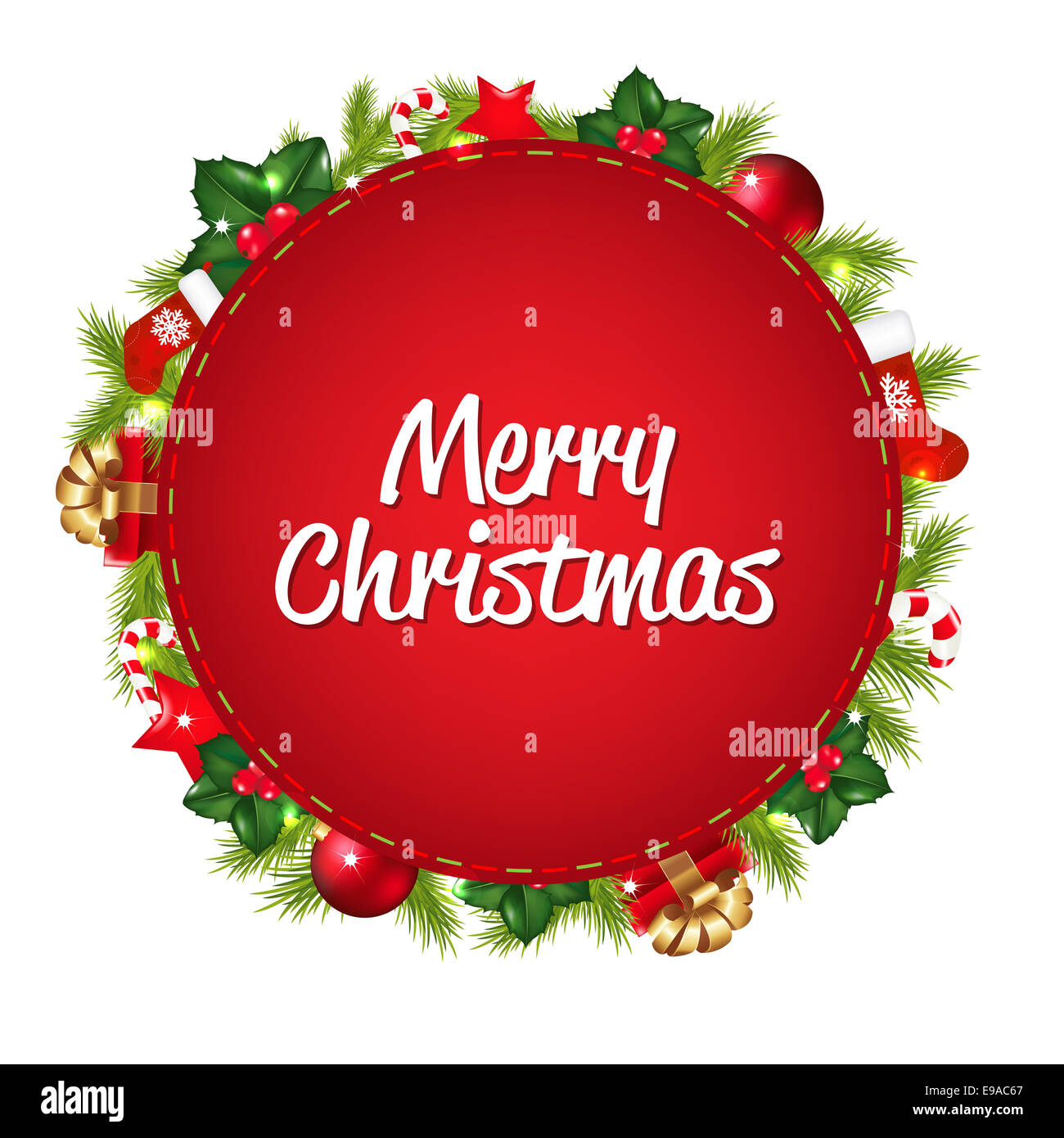 Red discorso bolla con icona di Natale Foto Stock