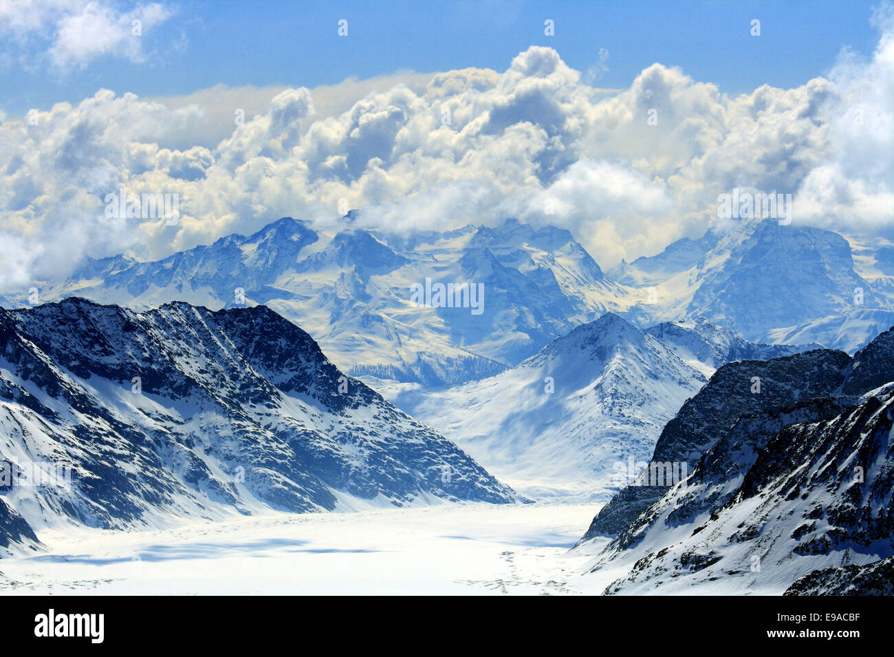 Aletsch ghiacciaio delle Alpi della Svizzera Foto Stock