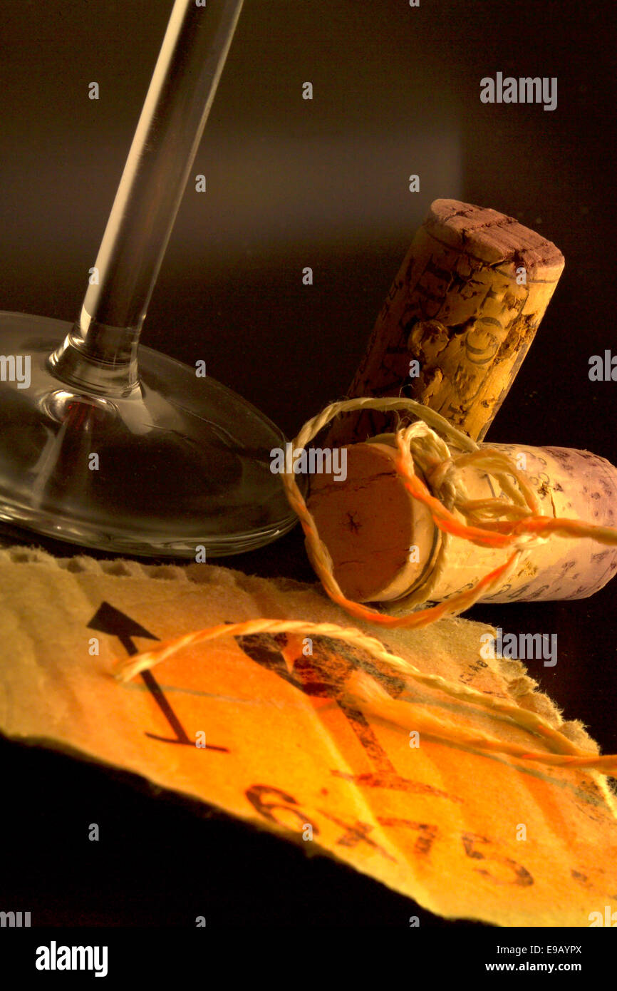 I tappi di sughero da bottiglie di vino, dettaglio Foto Stock