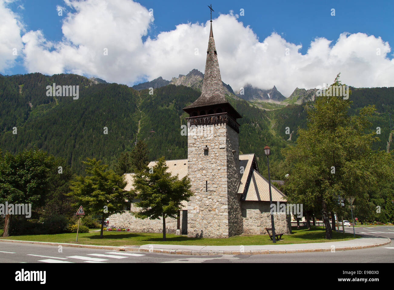 Chiesa di Chamonix Haute Savoie, Francia. Foto Stock