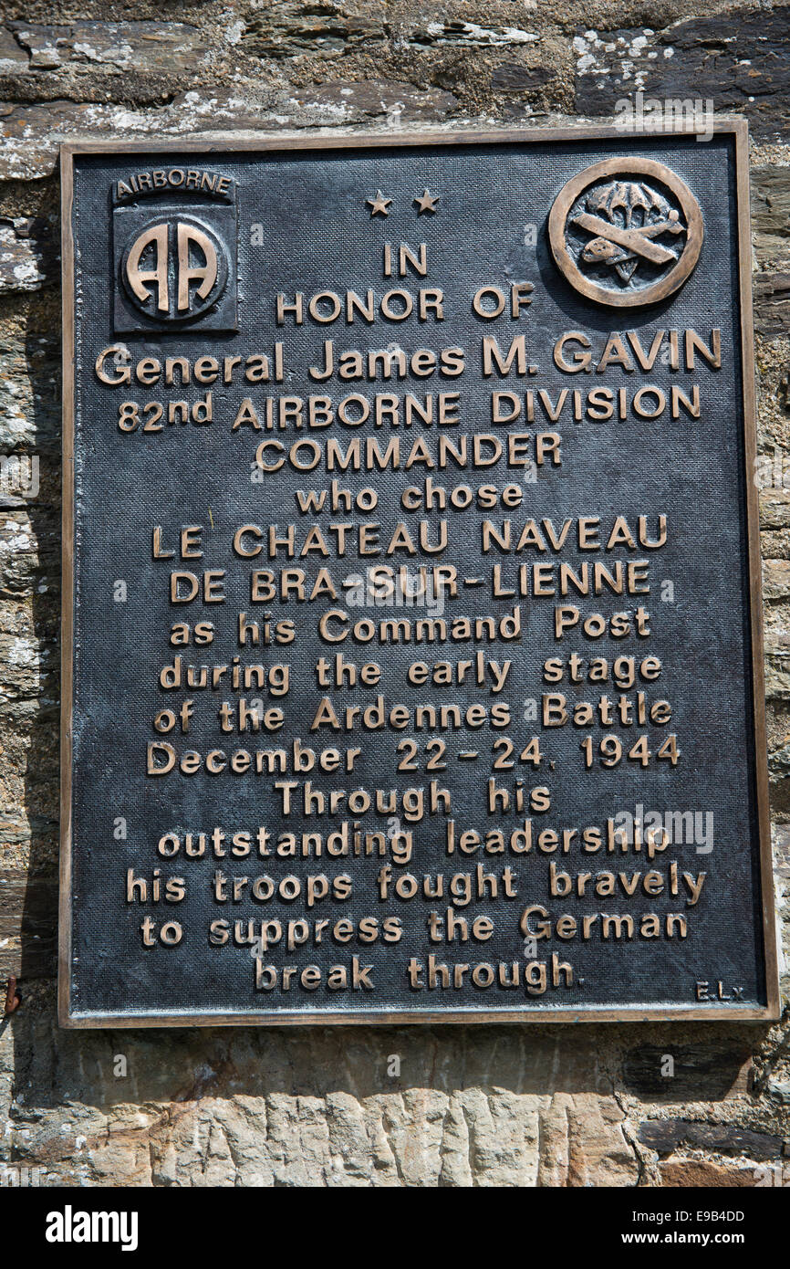 Lapide in memoria del gen. Gavin e l'ottantaduesima Airborne Division Foto Stock