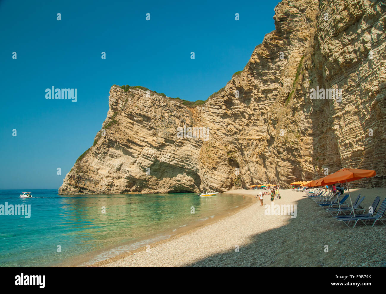 Paradise Beach, Liapades Beach, l'isola di Corfù, Grecia Foto Stock